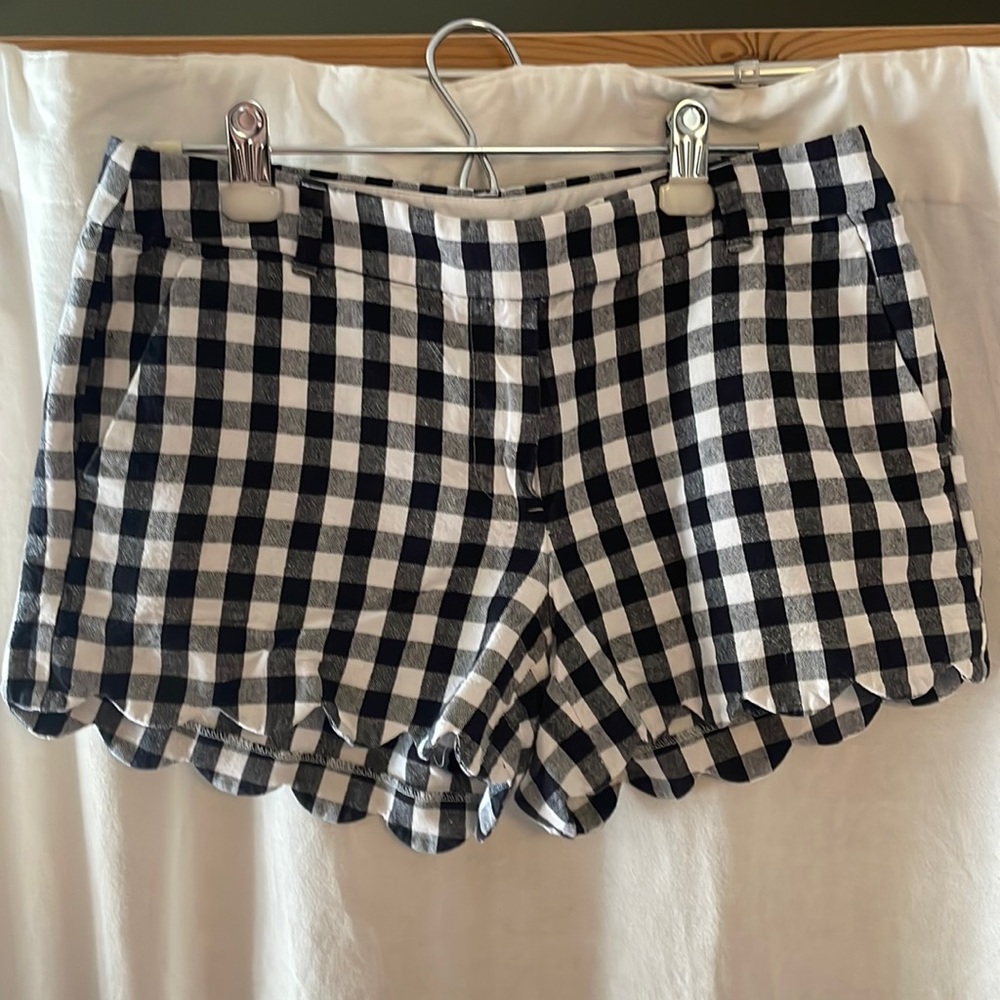 J Crew black and white plaid tulip edge shorts